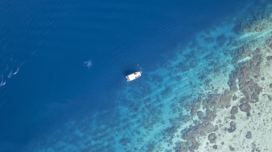 Bateau de plongée sur la passe en S