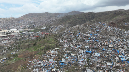Cyclone - Chido - Décombres du bidonville de Kaweni - Vu de drone