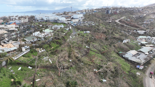 Cyclone - Chido - Décombres du bidonville de Kaweni - Vu de drone