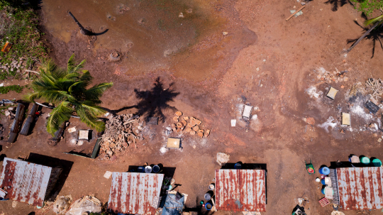 Production de sel de Bandrele - Installations vues du ciel
